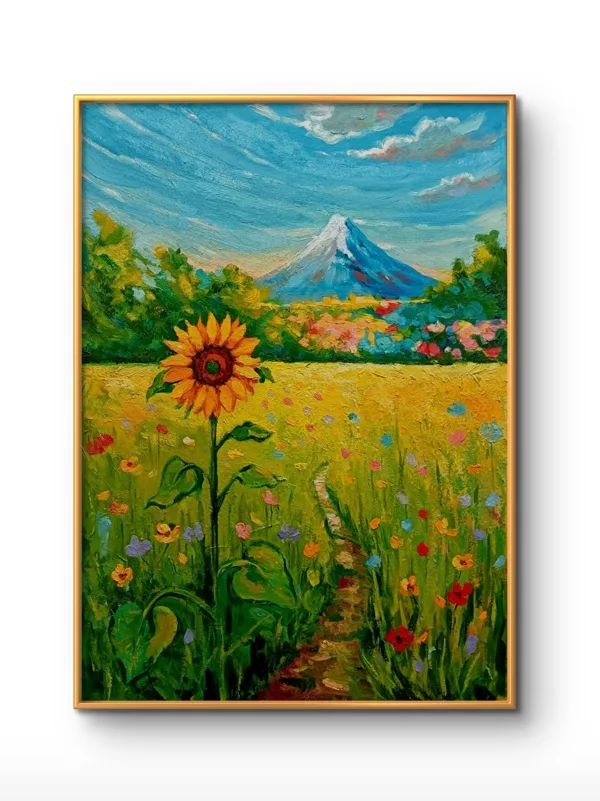 «The Sunflower Against the Mountain Backdrop»